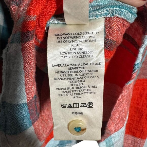Pilcro Anthropologie size Small breezy plaid button down shirt top long sleeve - Picture 6 of 8